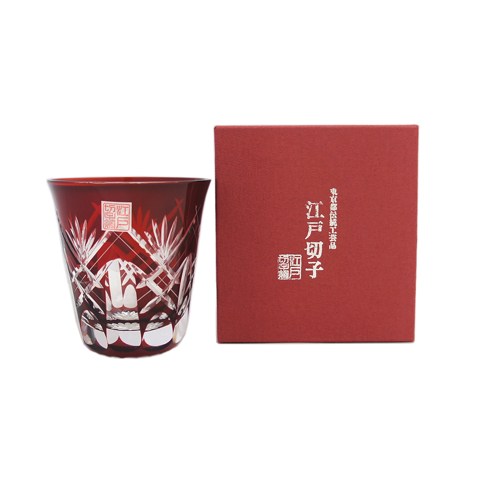 江戸切子 グラス 紅